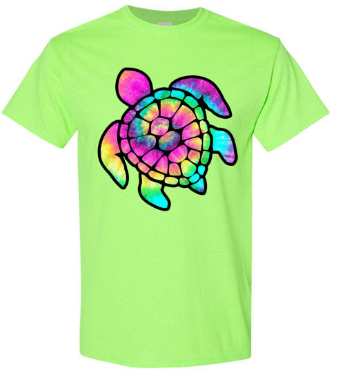 Neon Sea Turtle Graphic Tee Shirt Top
