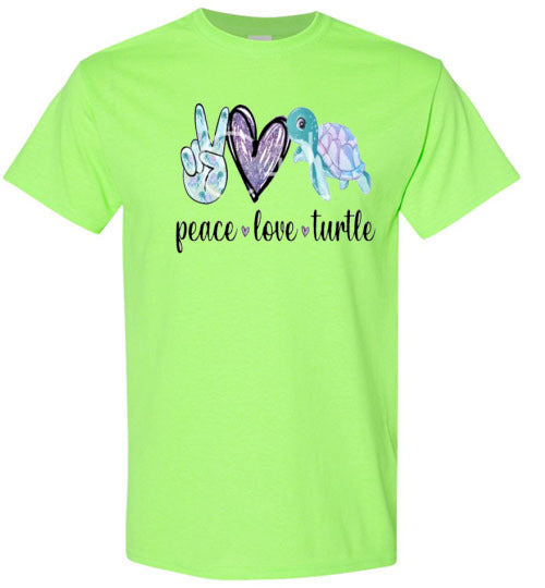 Peace Love Turtle Graphic Tee Shirt Top