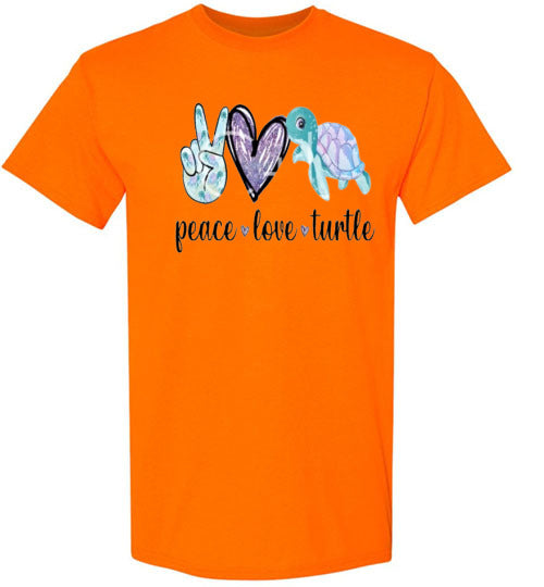 Peace Love Turtle Graphic Tee Shirt Top