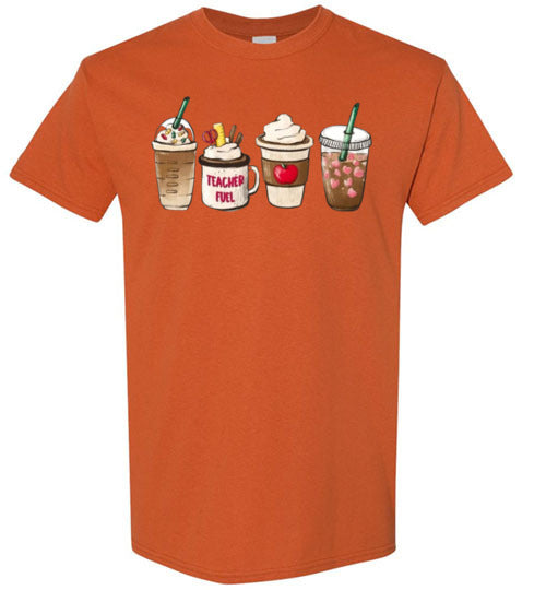 Teacher Fuel Starbucks Coffee Frappe Latte Graphic Tee Shirt Fall Top