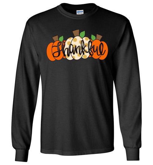 Thankful Pumpkins Long Sleeve Graphic Tee Shirt Top