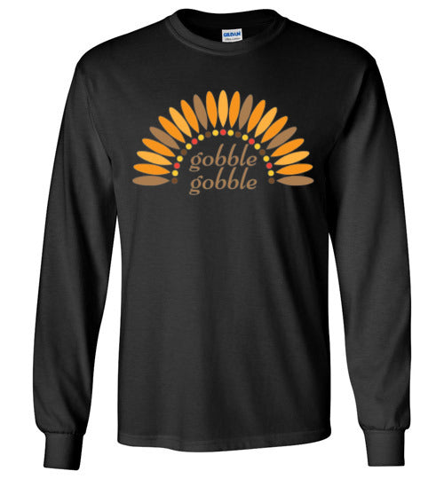 Gobble Gobble Turkey Thanksgiving Long Sleeve Graphic Tee Shirt Top