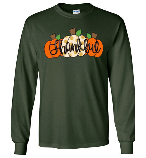 Thankful Pumpkins Long Sleeve Graphic Tee Shirt Top