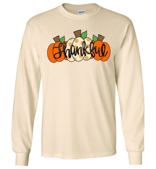 Thankful Pumpkins Long Sleeve Graphic Tee Shirt Top