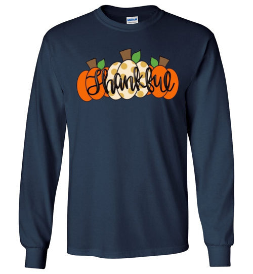 Thankful Pumpkins Long Sleeve Graphic Tee Shirt Top