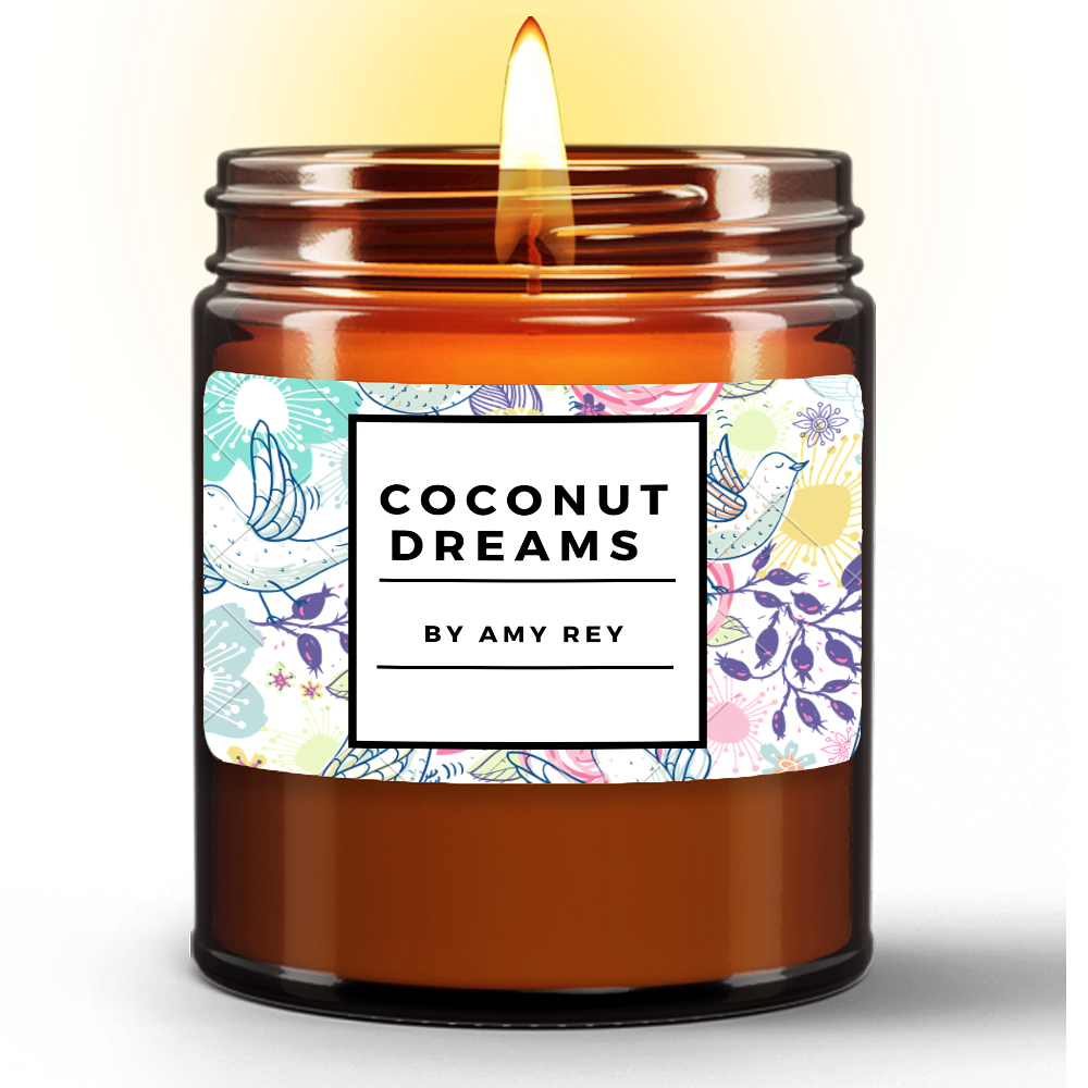 Coconut Dreams Natural Wax Candle in Amber Jar (9oz)
