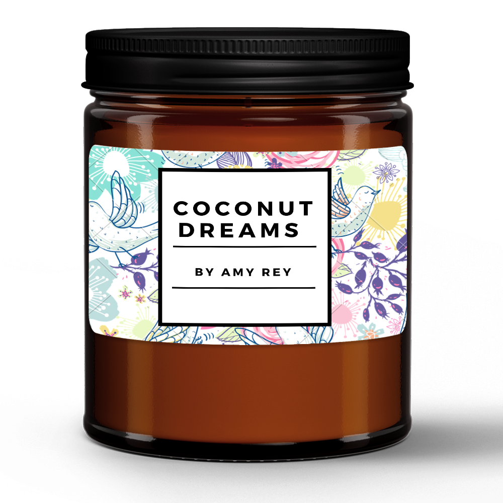 Coconut Dreams Natural Wax Candle in Amber Jar (9oz)