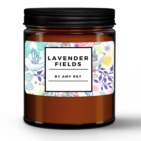 Lavender Fields Natural Wax Candle in Amber Jar (9oz)