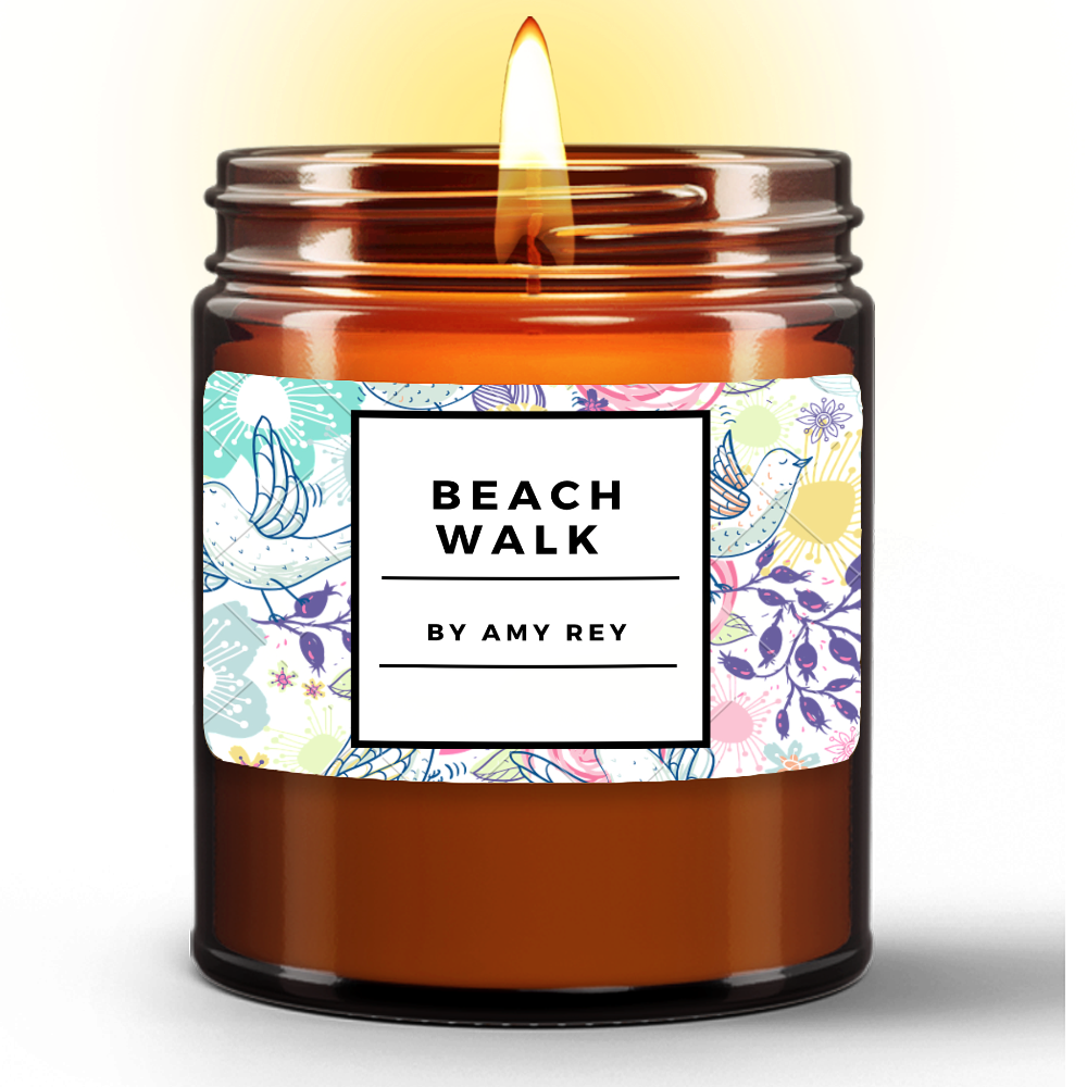 Beach Walk Natural Wax Candle in Amber Jar (9oz)