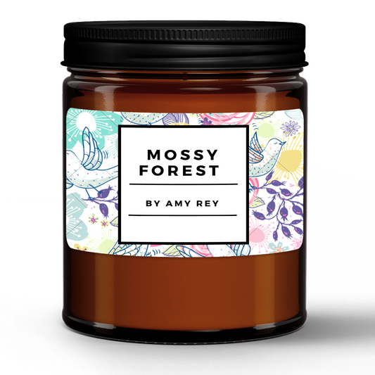 Mossy Forest Natural Wax Candle in Amber Jar (9oz)