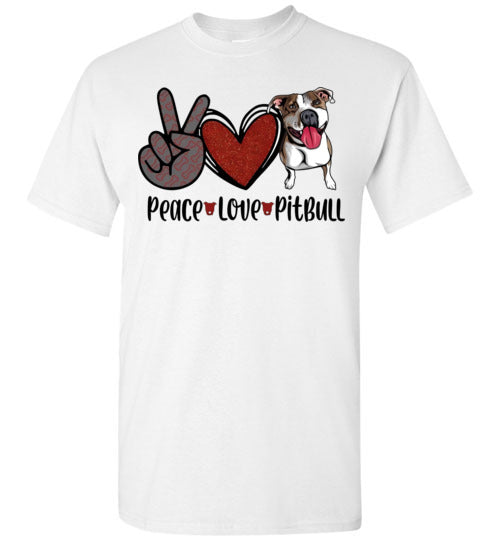 Peace Love Pitbull Dog Tee Shirt Top T-Shirt