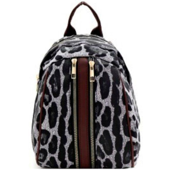 Leopard Print Convertible Backpack Shoulder Bag