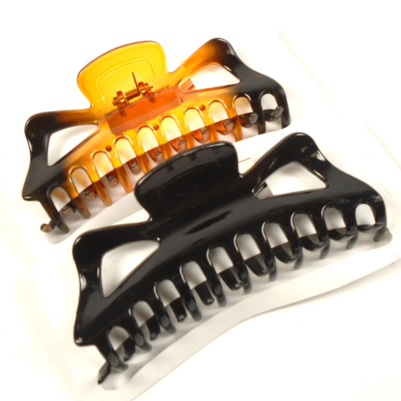 6 Pack 5.5" XL Brown Black & Clear Jaw Hair Clips Wholesale Lot