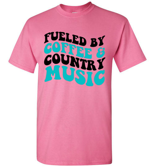 Fueled By Coffee & Country Music Graphic Tee Shirt Top T-Shirt
