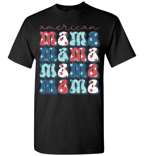 American Mama Patriotic Americana Graphic Tee Shirt Top T=Shirt