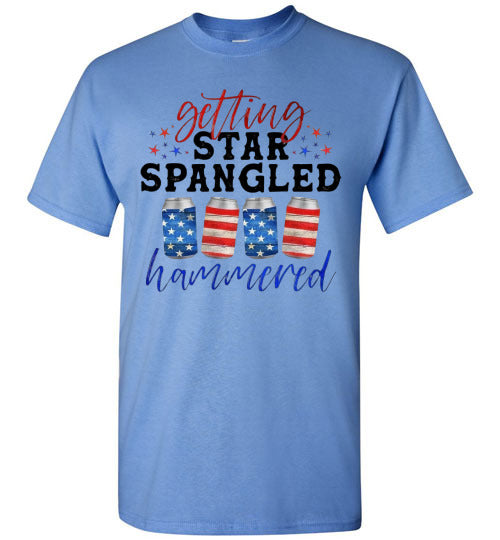 Getting Star Spangled Hammered Funny Patriotic Drinking Graphic Tee Shirt Top T-Shirt