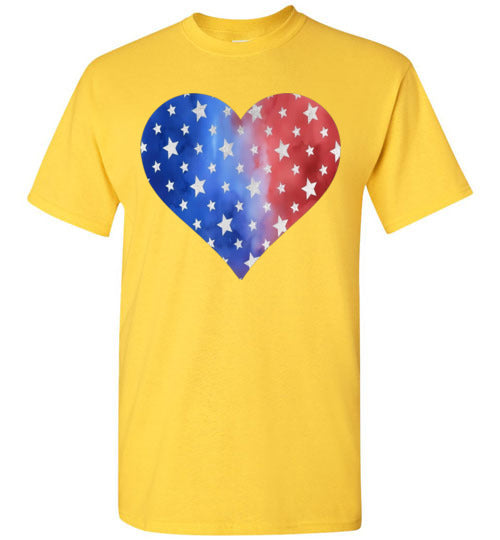 Patriotic Americana Heart With Stars Graphic Print Tee Shirt Top T-Shirt