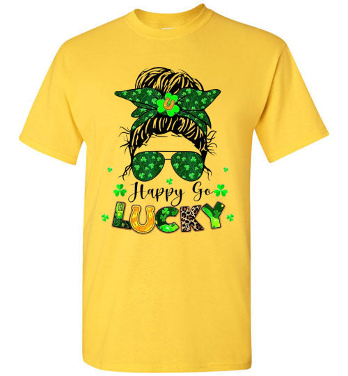 Happy Go Lucky St Patrick's Day Graphic Tee Shirt Top T-Shirt