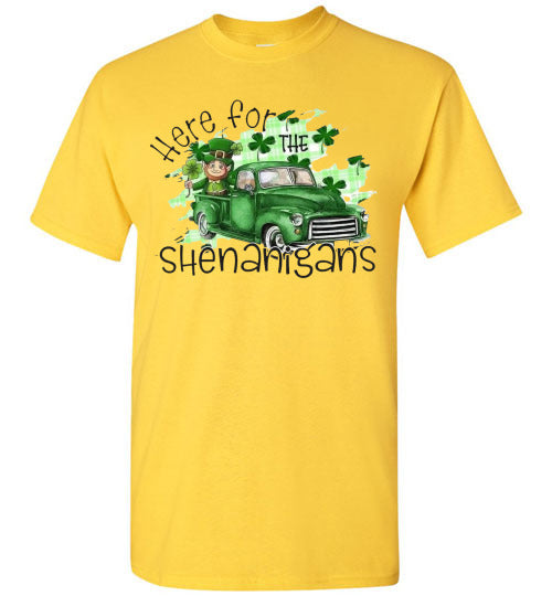 Here For The Shenanigans Funny St Patrick's Day Tee Shirt Top T-Shirt