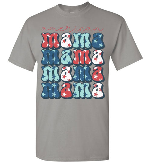 American Mama Patriotic Americana Graphic Tee Shirt Top T=Shirt