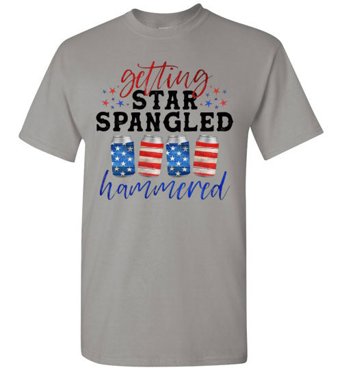 Getting Star Spangled Hammered Funny Patriotic Drinking Graphic Tee Shirt Top T-Shirt