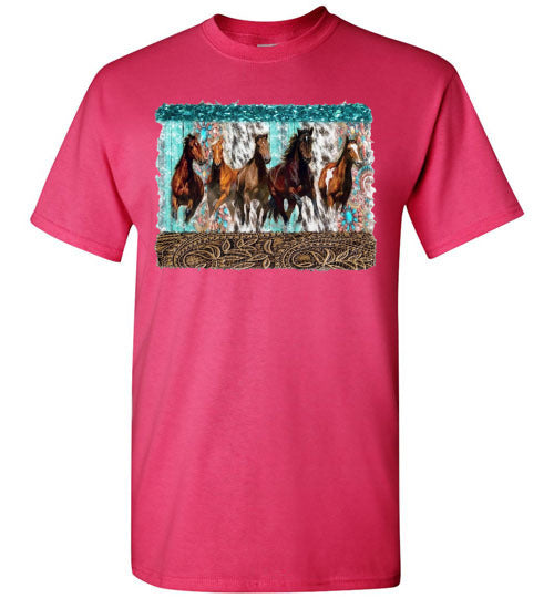 Group Of Horses Graphic Print Tee Shirt Top