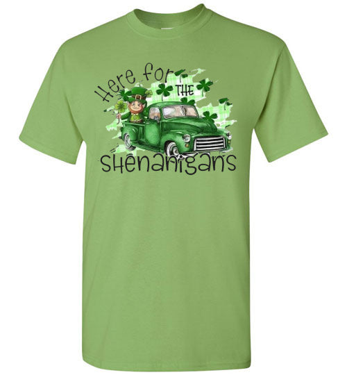 Here For The Shenanigans Funny St Patrick's Day Tee Shirt Top T-Shirt