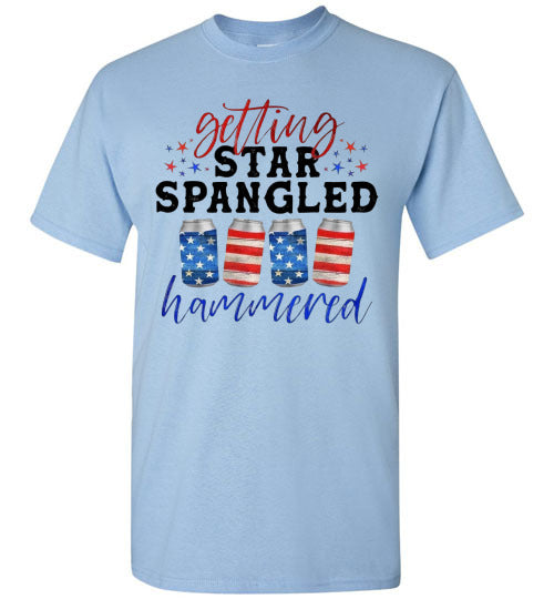 Getting Star Spangled Hammered Funny Patriotic Drinking Graphic Tee Shirt Top T-Shirt