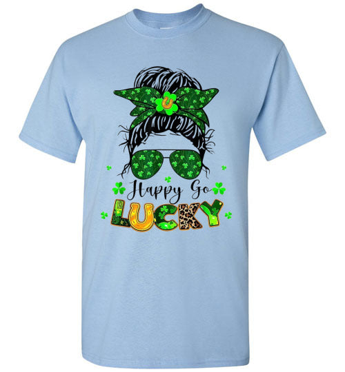 Happy Go Lucky St Patrick's Day Graphic Tee Shirt Top T-Shirt