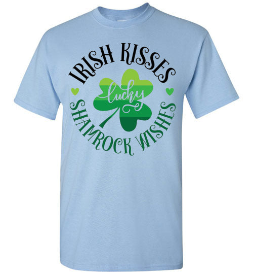 Irish Kisses Shamrock Wishes St Ptrick's Day Irish Clover Top Tee Shirt