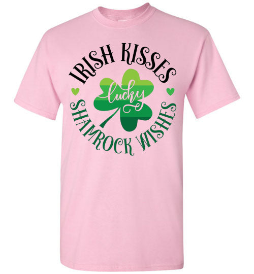 Irish Kisses Shamrock Wishes St Ptrick's Day Irish Clover Top Tee Shirt