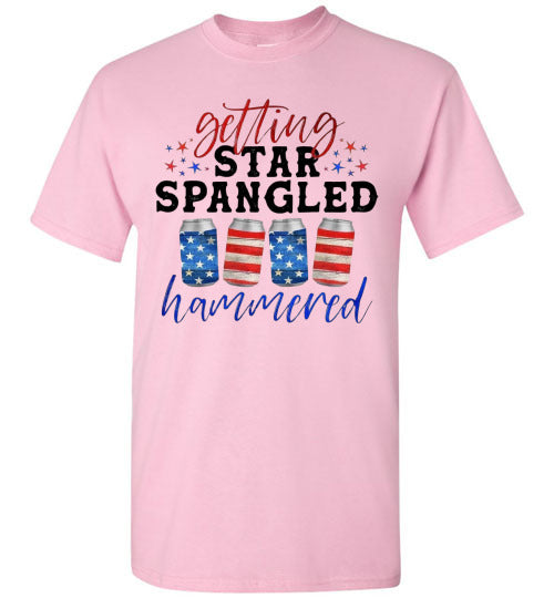 Getting Star Spangled Hammered Funny Patriotic Drinking Graphic Tee Shirt Top T-Shirt