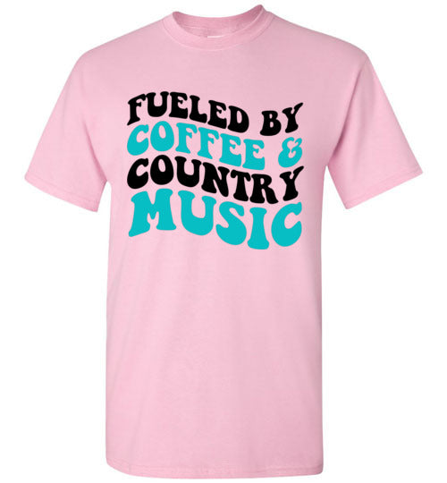 Fueled By Coffee & Country Music Graphic Tee Shirt Top T-Shirt