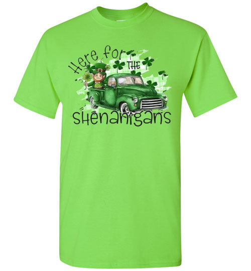 Here For The Shenanigans Funny St Patrick's Day Tee Shirt Top T-Shirt