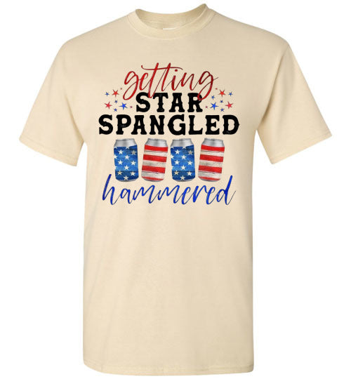 Getting Star Spangled Hammered Funny Patriotic Drinking Graphic Tee Shirt Top T-Shirt