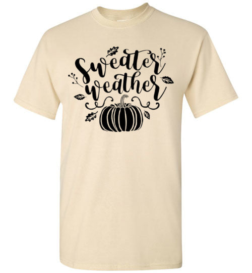 Sweater Weather Pumpkin Fall Graphic T-Shirt Top