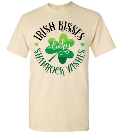 Irish Kisses Shamrock Wishes St Ptrick's Day Irish Clover Top Tee Shirt