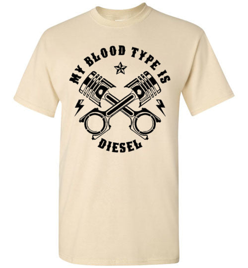 My Blood Type Is Diesel Trucker Graphic Tee Shirt Top