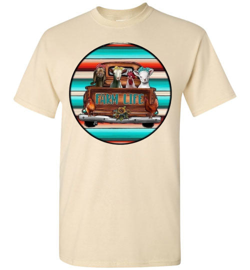 Farm Life Animals In Old Truck Graphic Tee Shirt Top T-Shirt