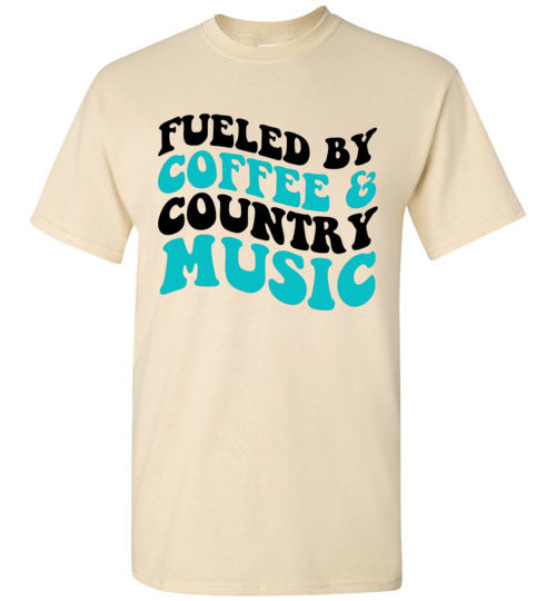 Fueled By Coffee & Country Music Graphic Tee Shirt Top T-Shirt