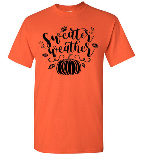 Sweater Weather Pumpkin Fall Graphic T-Shirt Top