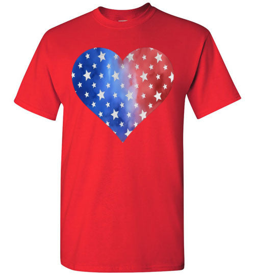 Patriotic Americana Heart With Stars Graphic Print Tee Shirt Top T-Shirt