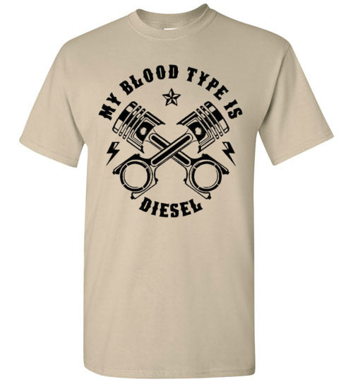 My Blood Type Is Diesel Trucker Graphic Tee Shirt Top