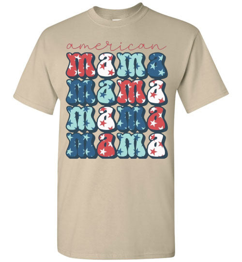 American Mama Patriotic Americana Graphic Tee Shirt Top T=Shirt