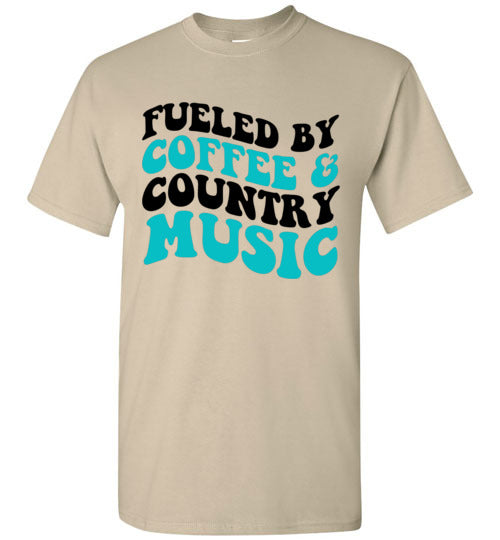 Fueled By Coffee & Country Music Graphic Tee Shirt Top T-Shirt