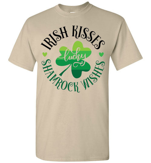 Irish Kisses Shamrock Wishes St Ptrick's Day Irish Clover Top Tee Shirt