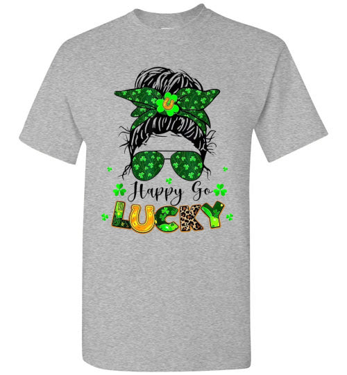 Happy Go Lucky St Patrick's Day Graphic Tee Shirt Top T-Shirt