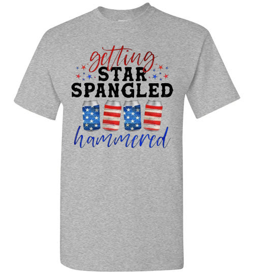 Getting Star Spangled Hammered Funny Patriotic Drinking Graphic Tee Shirt Top T-Shirt