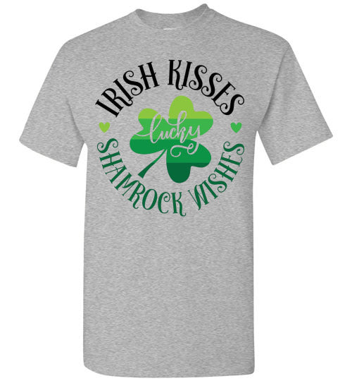 Irish Kisses Shamrock Wishes St Ptrick's Day Irish Clover Top Tee Shirt