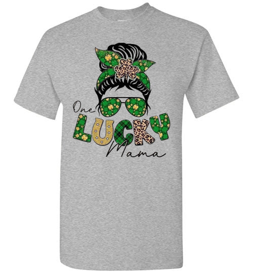One Lucky Mama Irish St Patrick's Day Graphic Tee Shirt Top T-Shirt